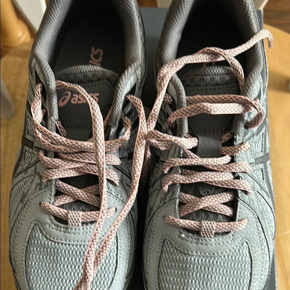 Asics Gray and Pink Athletic Shoes for Comfort
